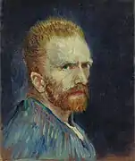 Vincent van Gogh, Auto-retrato, c. 1887, óleo sobre tela, 40 x 34&nbsp;cm (15 ¾ por 13 ⅜ pol.). Museu de Arte Wadsworth Atheneum, Hartford, CT
