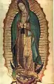 Imagem original da Virgem de Guadalupe, nota-se que ela não mais possui a coroa que se pintou no século XVII.