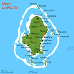Localização de Mata Utu na ilha de Wallis