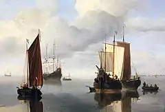 Barcos pesqueiros com mar calmo (c. 1655-60).