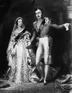 10 de Fevereiro de 1840: Rainha Victoria (1819 - 1901) e Príncipe Albert (1819 - 1861) ao retornar da cerimônia de seu casamento realizada no St James Palace, em Londres. Ilustração Origina de S Reynolds após F Lock.