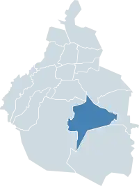 Localização de Xochimilco na Cidade do México