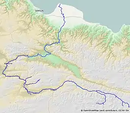 Mapa do curso do Yeşilırmak