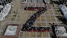 Residents of Khabarovsk, including Young Guard of United Russia members, arranged in "Z" formation in a flash mob at the Platinum Arena, organized by the city administration and the United Russia party as part of the "We don't abandon our own" campaign