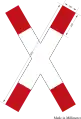 weißes Andreaskreuz mit roten Enden