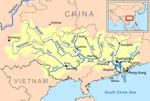 Mapa da bacia do Rio das Pérolas