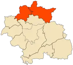 Mapa da província de Constantina destacando o distrito de Zighoud Youcef