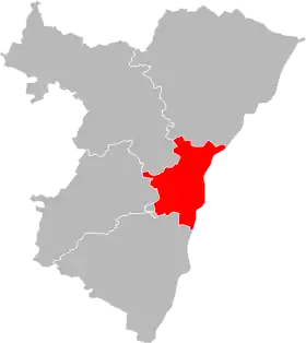 Situation de l'arrondissement de Strasbourg dans le département Bas-Rhin.