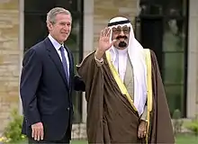 Former American president George W. Bush alongside King Abdullah of Saudi Arabia.