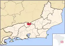 Localização de Três Rios no Rio de Janeiro