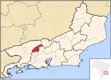 Localização de Vassouras no Rio de Janeiro